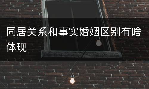 同居关系和事实婚姻区别有啥体现
