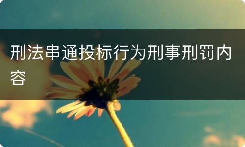 刑法串通投标行为刑事刑罚内容