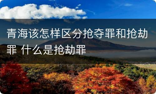 青海该怎样区分抢夺罪和抢劫罪 什么是抢劫罪