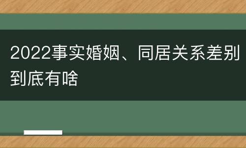 2022事实婚姻、同居关系差别到底有啥