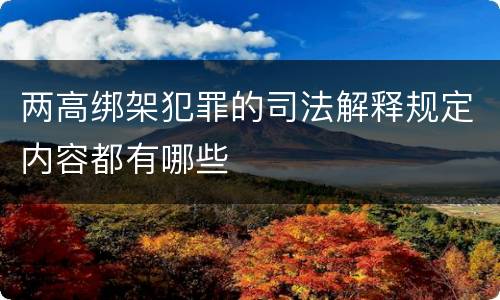 两高绑架犯罪的司法解释规定内容都有哪些