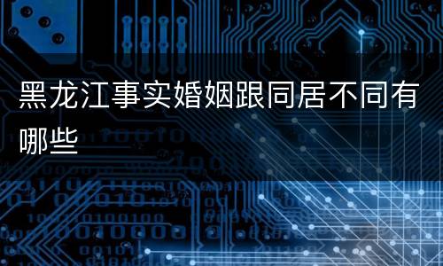 黑龙江事实婚姻跟同居不同有哪些