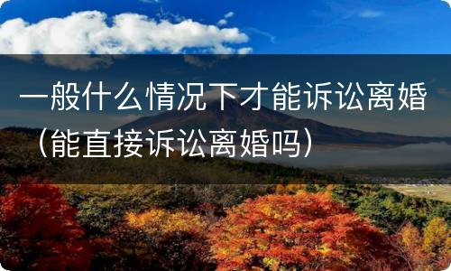 一般什么情况下才能诉讼离婚（能直接诉讼离婚吗）