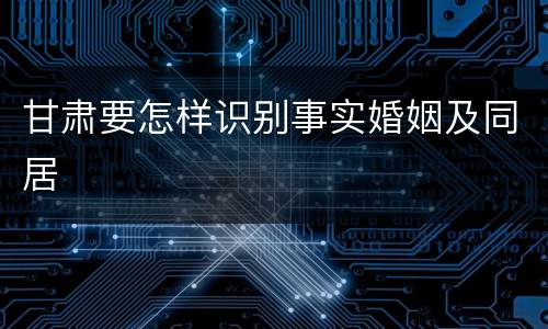 甘肃要怎样识别事实婚姻及同居