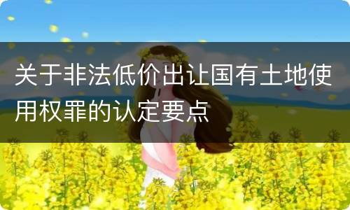 关于非法低价出让国有土地使用权罪的认定要点