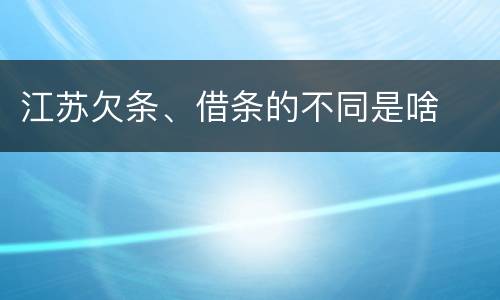 江苏欠条、借条的不同是啥