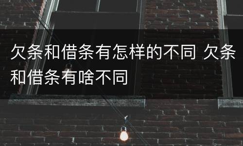 欠条和借条有怎样的不同 欠条和借条有啥不同