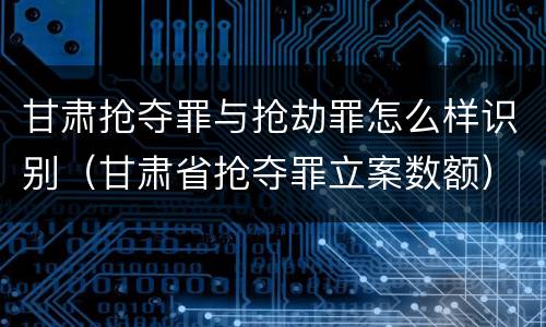 甘肃抢夺罪与抢劫罪怎么样识别（甘肃省抢夺罪立案数额）