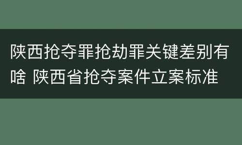 陕西抢夺罪抢劫罪关键差别有啥 陕西省抢夺案件立案标准