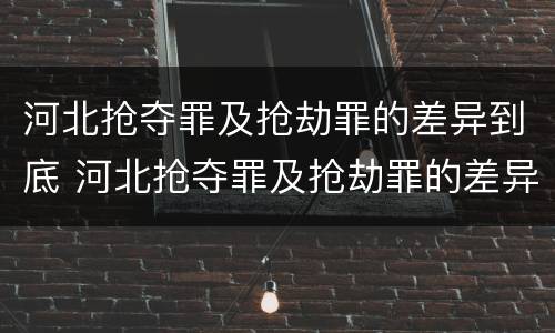 河北抢夺罪及抢劫罪的差异到底 河北抢夺罪及抢劫罪的差异到底是什么?