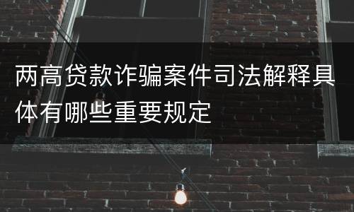 两高贷款诈骗案件司法解释具体有哪些重要规定