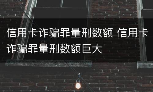信用卡诈骗罪量刑数额 信用卡诈骗罪量刑数额巨大