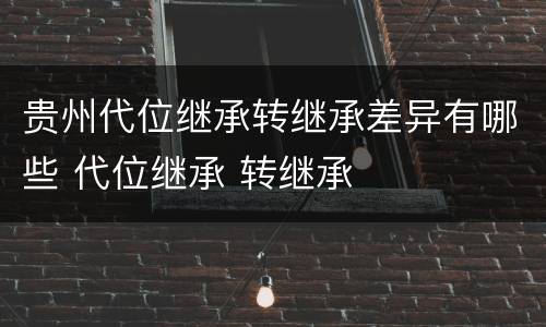 贵州代位继承转继承差异有哪些 代位继承 转继承