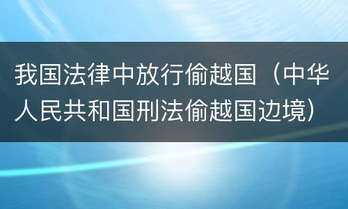 我国法律中放行偷越国（中华人民共和国刑法偷越国边境）