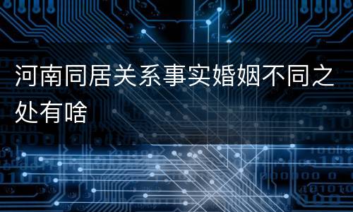 河南同居关系事实婚姻不同之处有啥