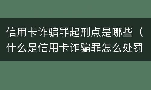信用卡诈骗罪起刑点是哪些（什么是信用卡诈骗罪怎么处罚）