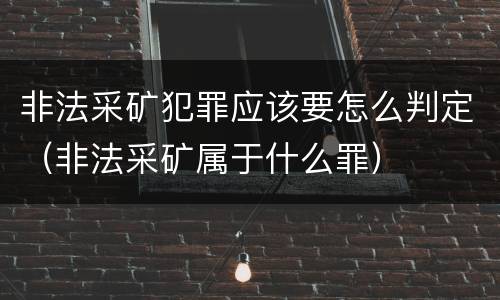 非法采矿犯罪应该要怎么判定（非法采矿属于什么罪）