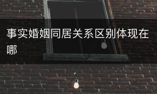 事实婚姻同居关系区别体现在哪