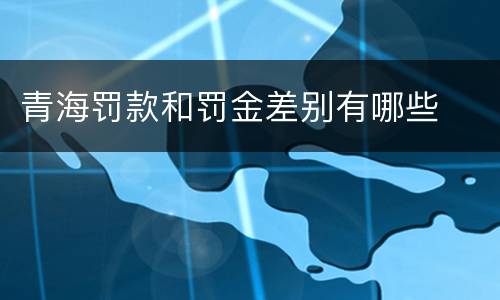 青海罚款和罚金差别有哪些