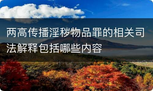 两高传播淫秽物品罪的相关司法解释包括哪些内容