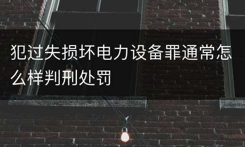 犯过失损坏电力设备罪通常怎么样判刑处罚