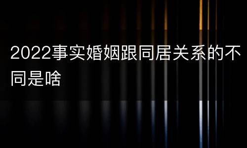 2022事实婚姻跟同居关系的不同是啥