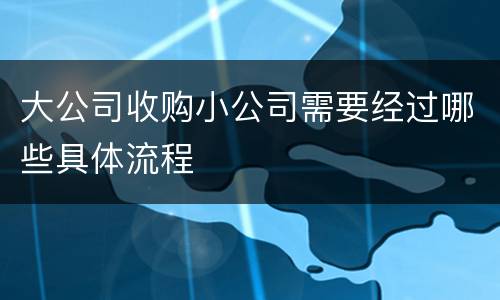 大公司收购小公司需要经过哪些具体流程