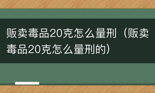 贩卖毒品20克怎么量刑（贩卖毒品20克怎么量刑的）