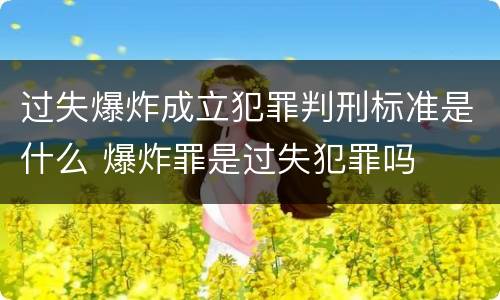 过失爆炸成立犯罪判刑标准是什么 爆炸罪是过失犯罪吗