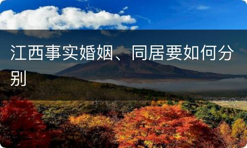 江西事实婚姻、同居要如何分别