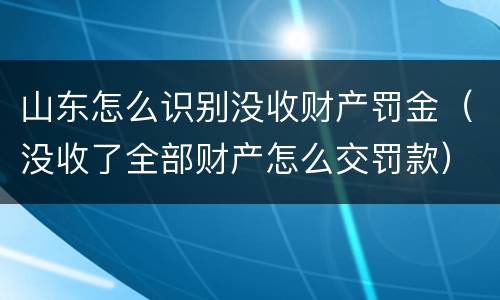 山东怎么识别没收财产罚金（没收了全部财产怎么交罚款）