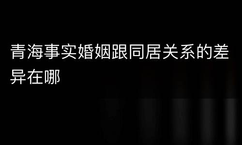 青海事实婚姻跟同居关系的差异在哪