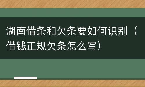 湖南借条和欠条要如何识别（借钱正规欠条怎么写）