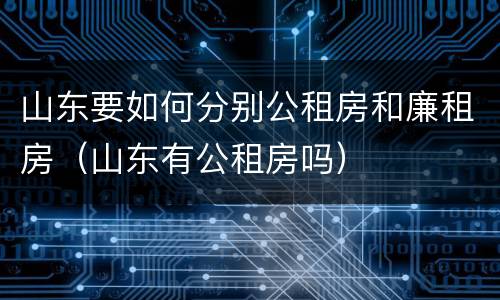 山东要如何分别公租房和廉租房（山东有公租房吗）