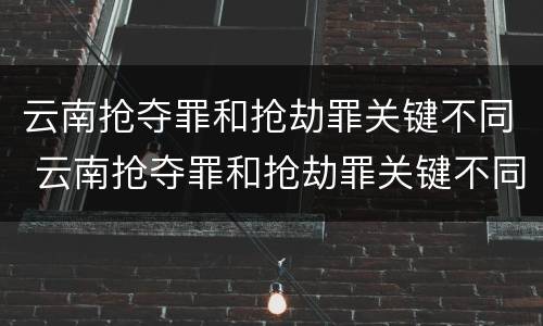 云南抢夺罪和抢劫罪关键不同 云南抢夺罪和抢劫罪关键不同吗