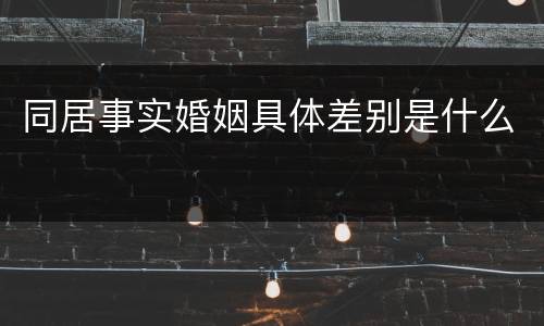 同居事实婚姻具体差别是什么