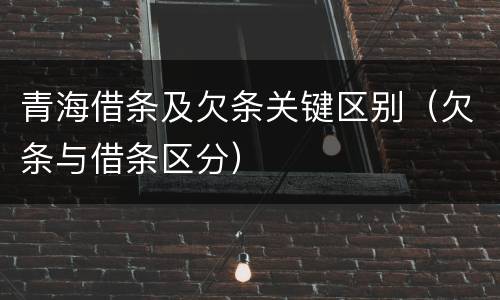 青海借条及欠条关键区别（欠条与借条区分）