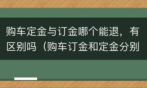 购车定金与订金哪个能退，有区别吗（购车订金和定金分别）