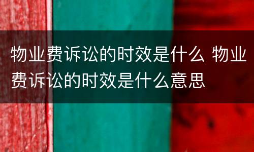 物业费诉讼的时效是什么 物业费诉讼的时效是什么意思