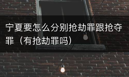 宁夏要怎么分别抢劫罪跟抢夺罪（有抢劫罪吗）