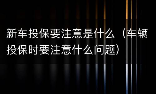 新车投保要注意是什么（车辆投保时要注意什么问题）