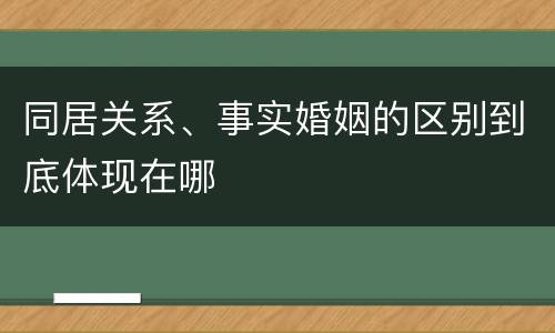 同居关系、事实婚姻的区别到底体现在哪
