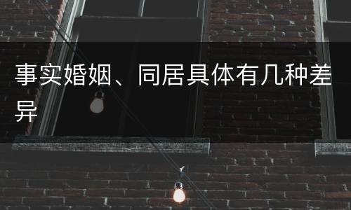 事实婚姻、同居具体有几种差异