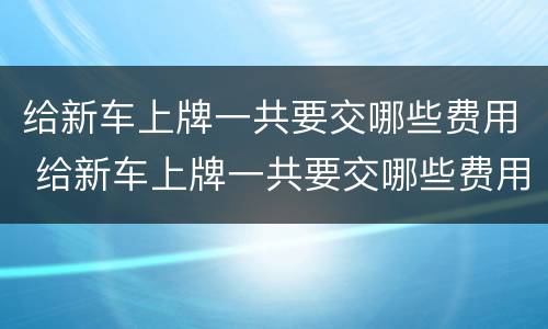 给新车上牌一共要交哪些费用 给新车上牌一共要交哪些费用呢
