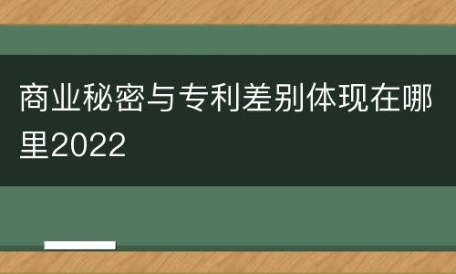 商业秘密与专利差别体现在哪里2022