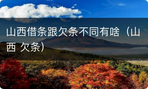 山西借条跟欠条不同有啥（山西 欠条）