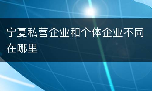 宁夏私营企业和个体企业不同在哪里