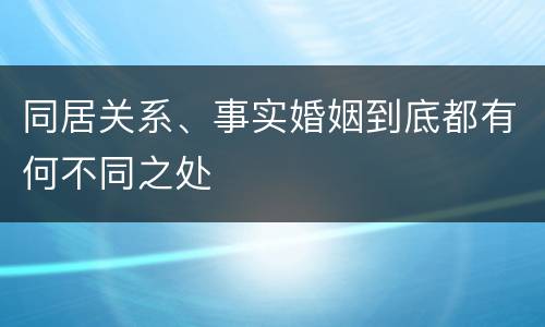 同居关系、事实婚姻到底都有何不同之处