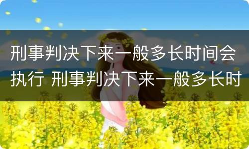 刑事判决下来一般多长时间会执行 刑事判决下来一般多长时间会执行拘留