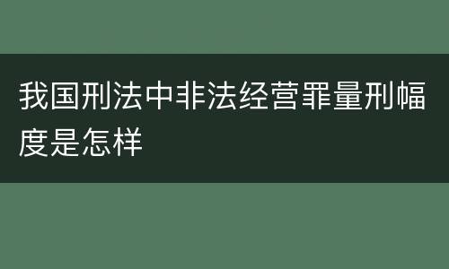 我国刑法中非法经营罪量刑幅度是怎样